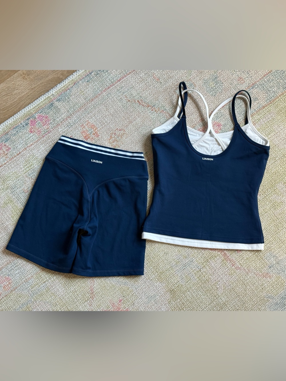 Liaison the Label Navy & White Layered Activewear Set – Small NWOT